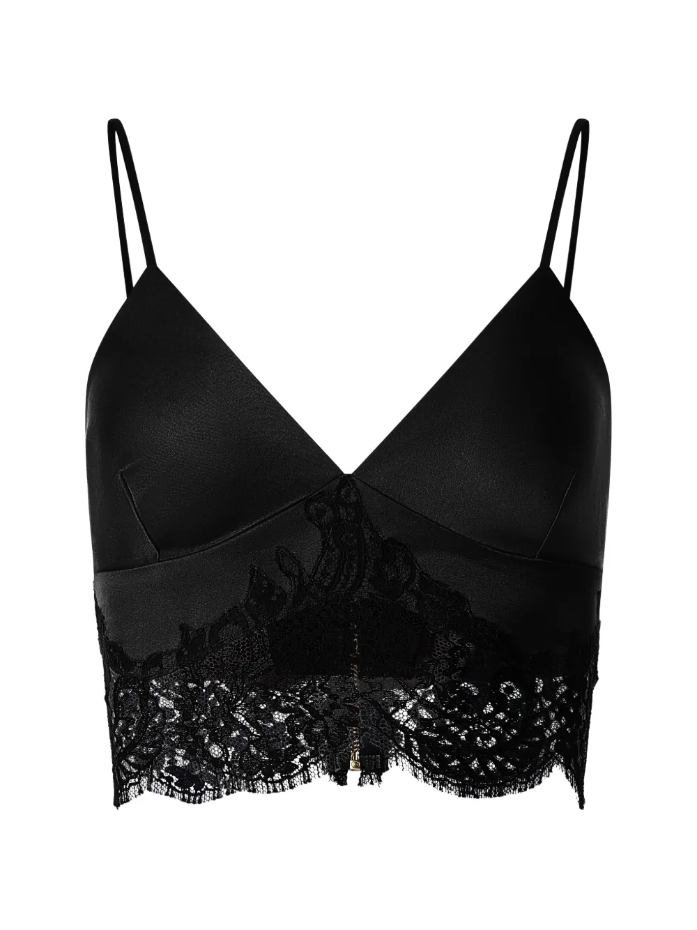 IL VOLO lace-trim silk bustier top - Schwarz