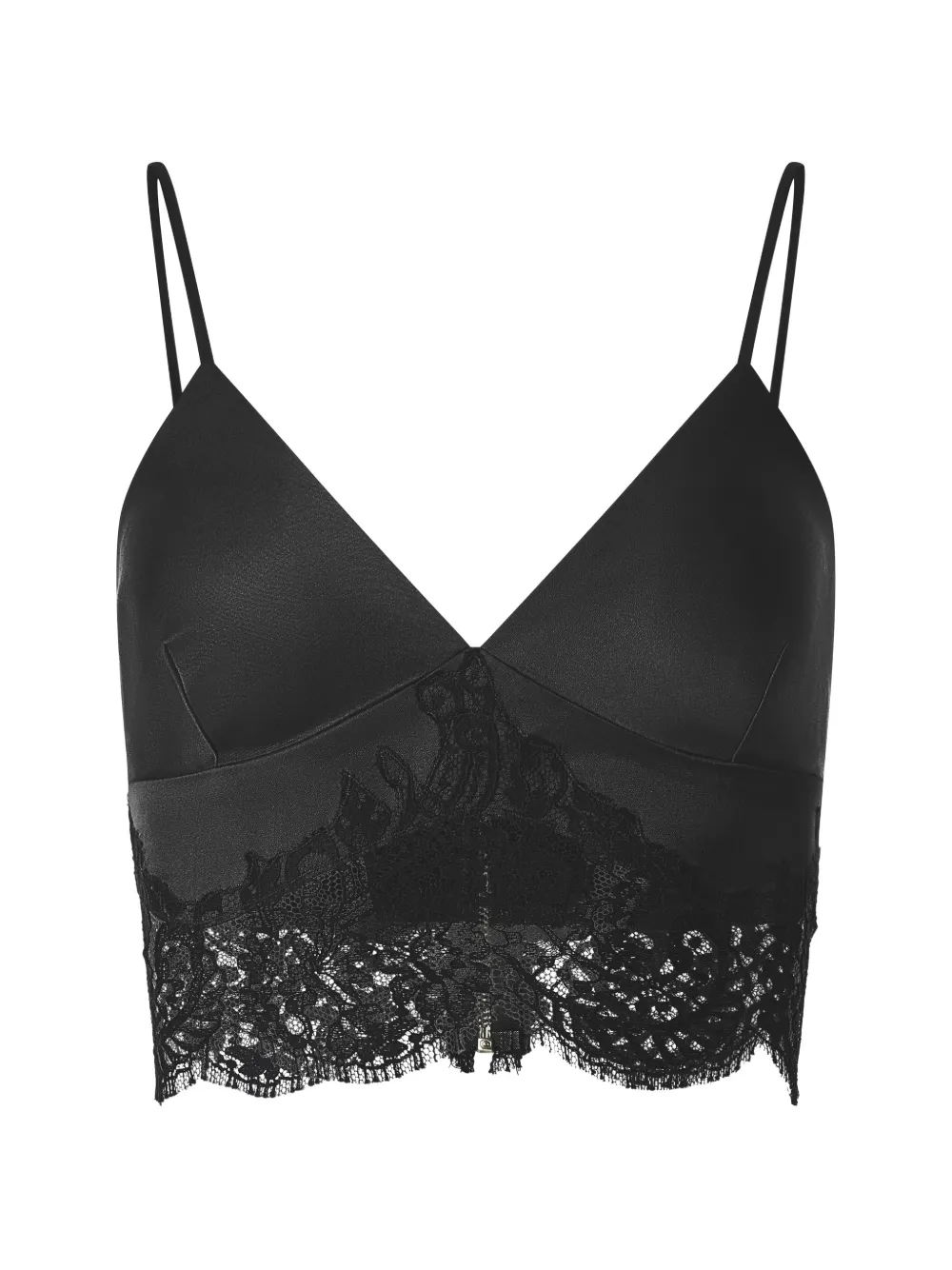 IL VOLO lace-trim silk bustier top - Nero