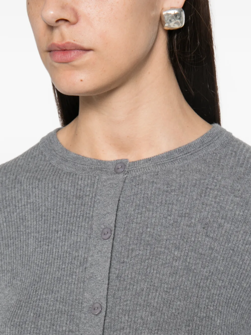Lisa Yang Abeena ribgebreid vest Grijs