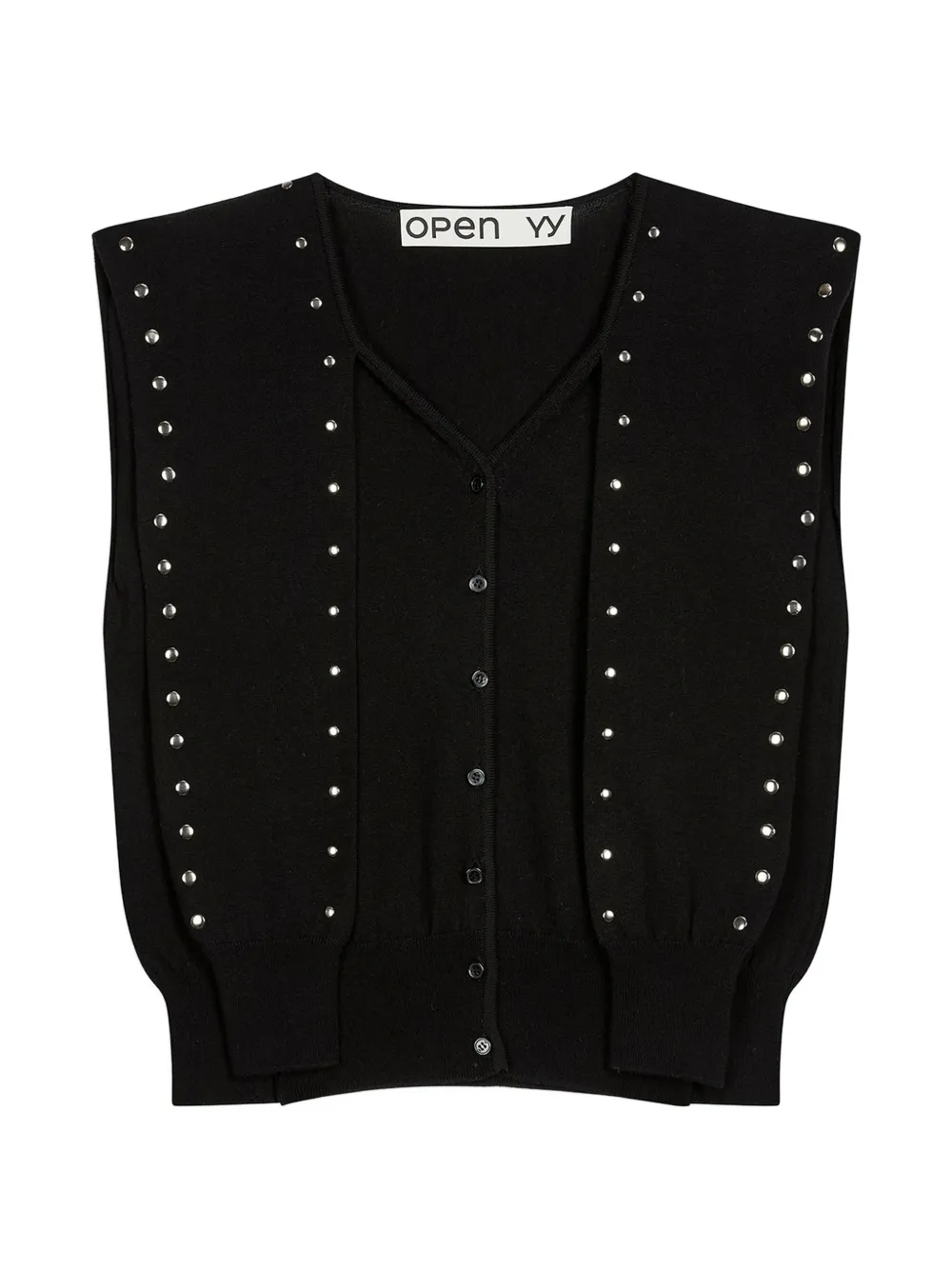 Open YY Gilet con bottoni e borchie - Nero