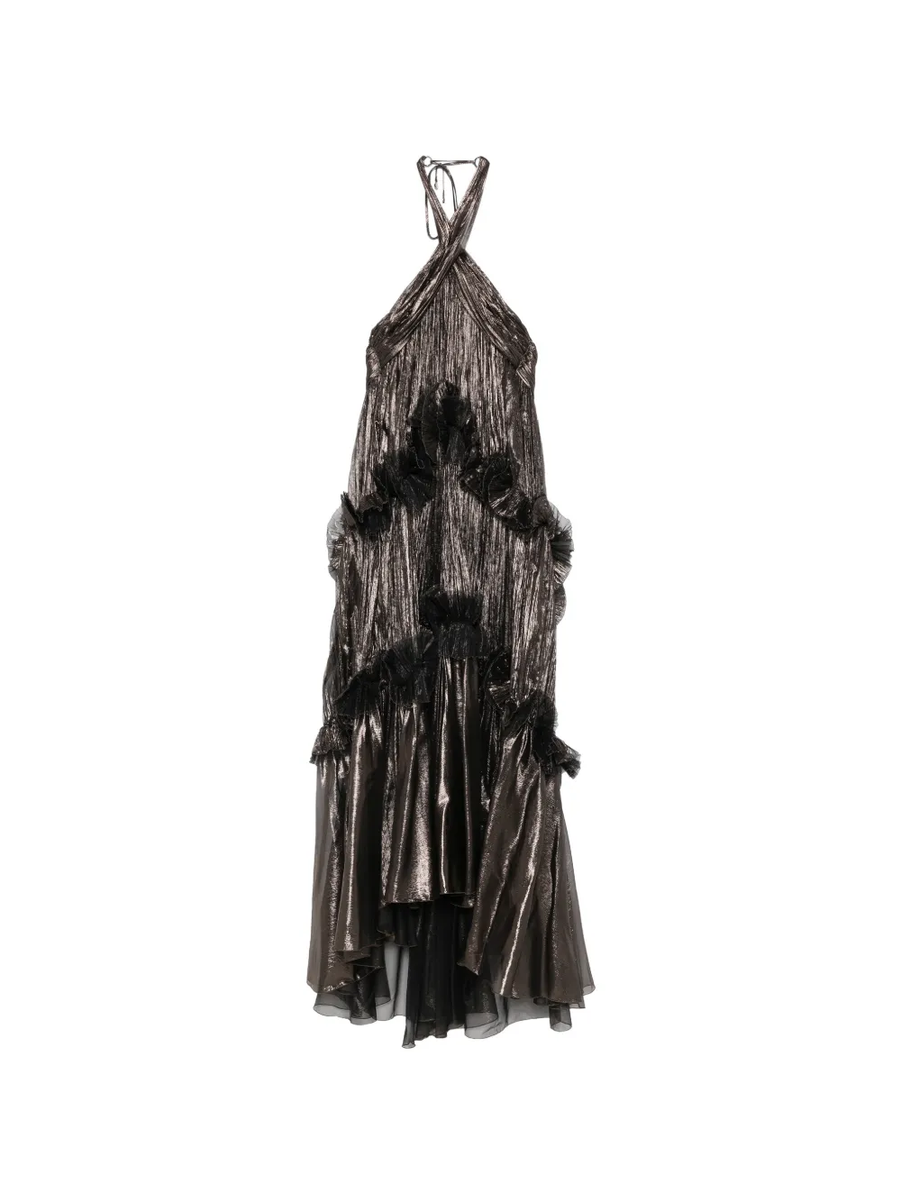 Maria Lucia Hohan Zadie ruffled pleated maxi dress - Marrone
