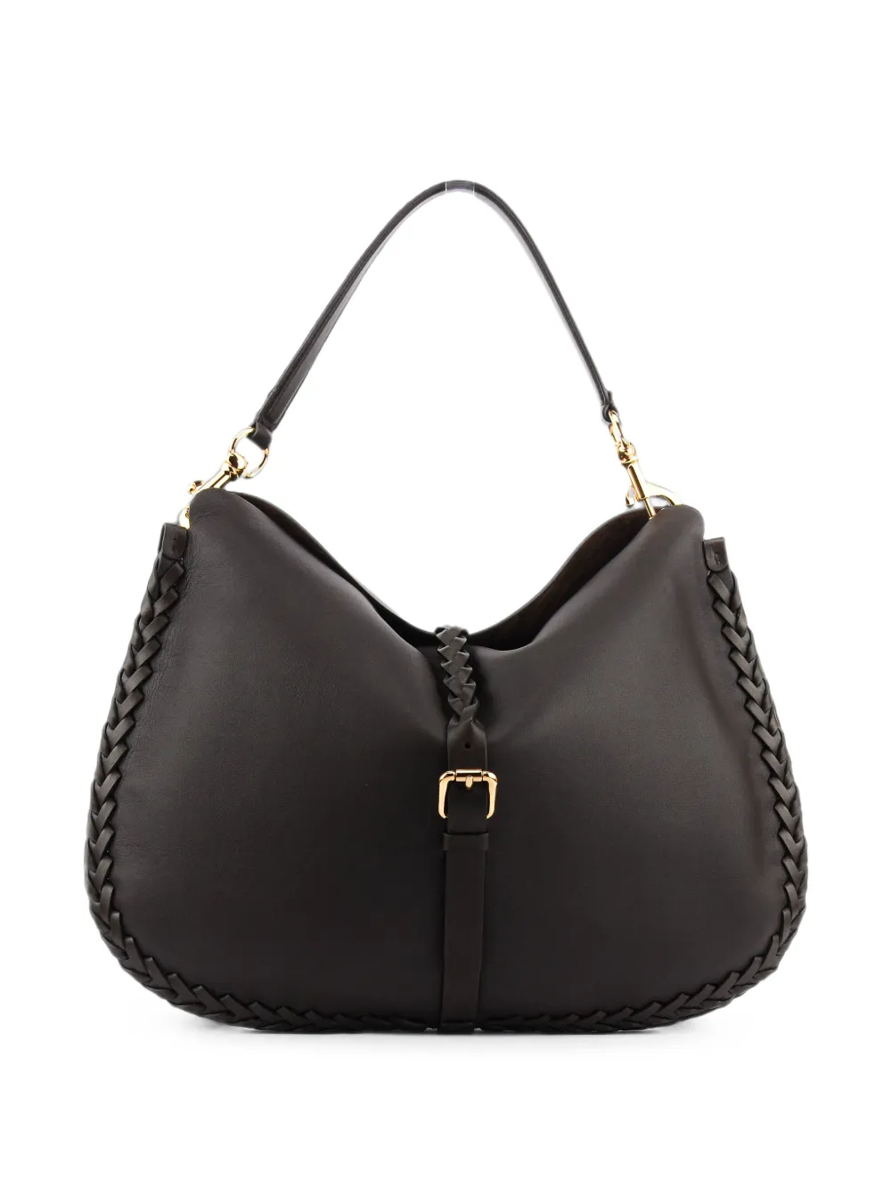 ETRO Pony braided leather shoulder bag - Brown