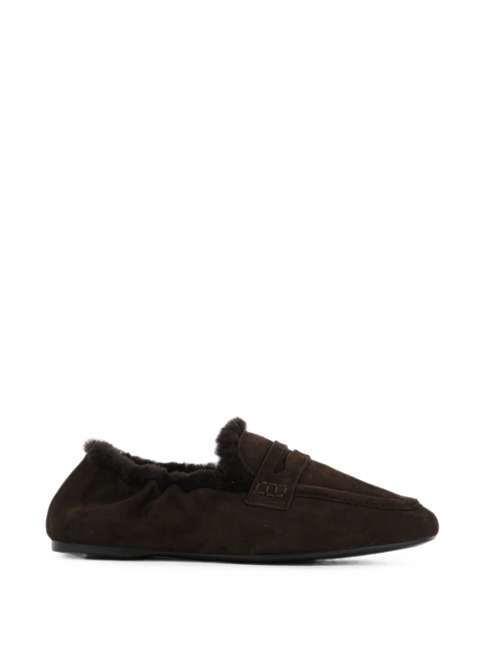 GUGLIELMO ROTTA Mocassini in pelle scamosciata con bordo in shearling - Marrone
