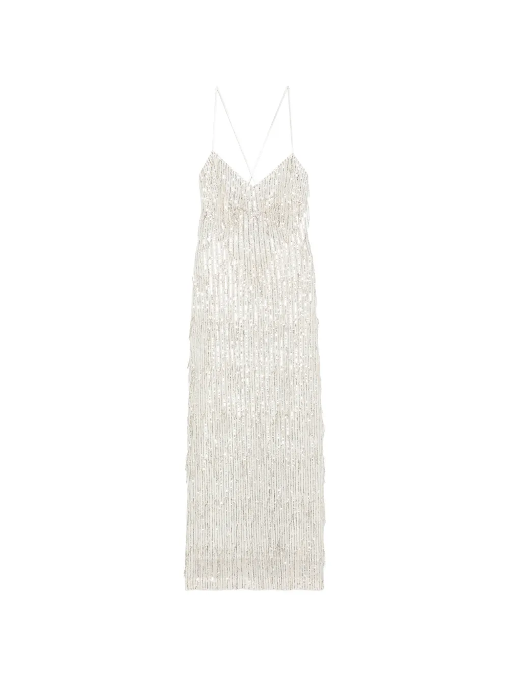 LE TWINS sequin-embellished fringed dress - Silver