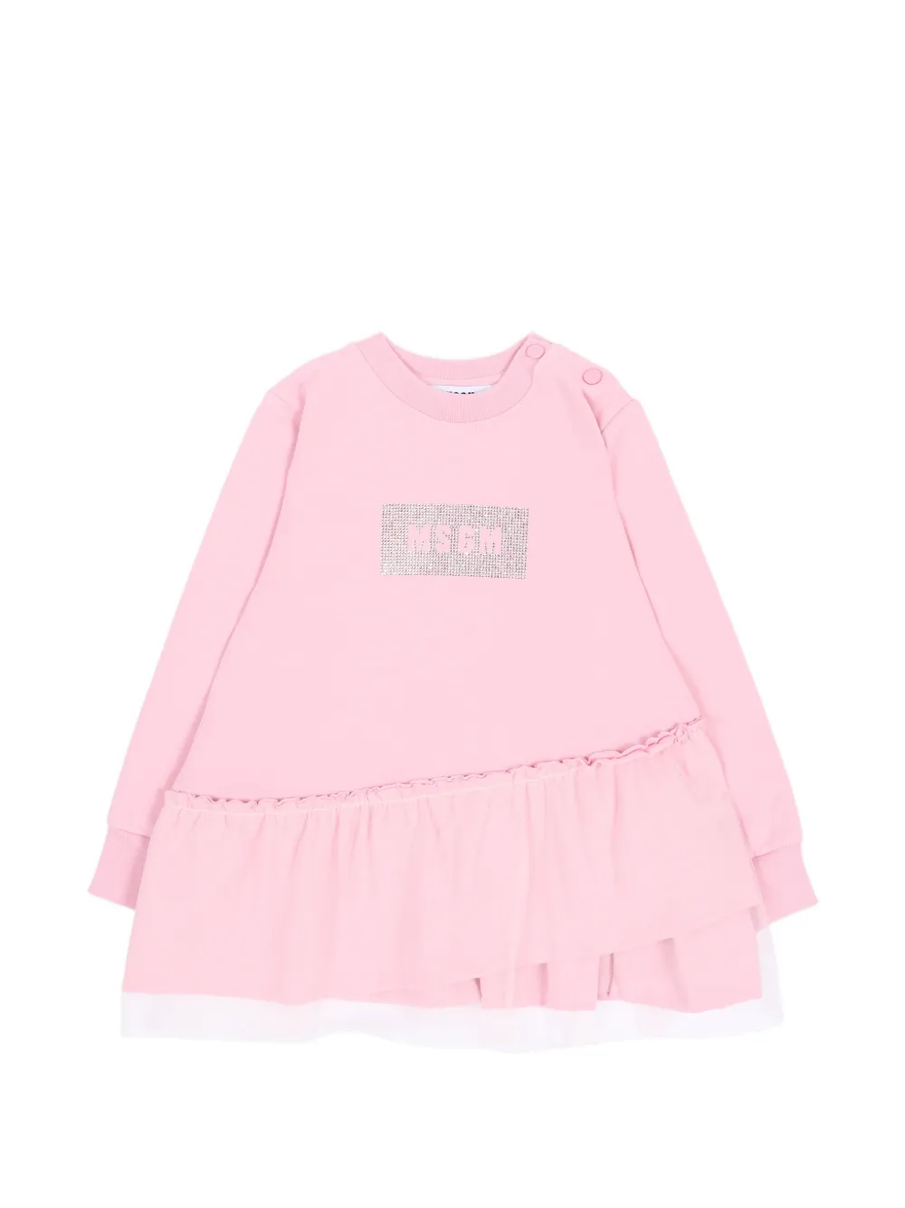 MSGM Kids Gerüschtes Kleid mit Kristallen - Rosa