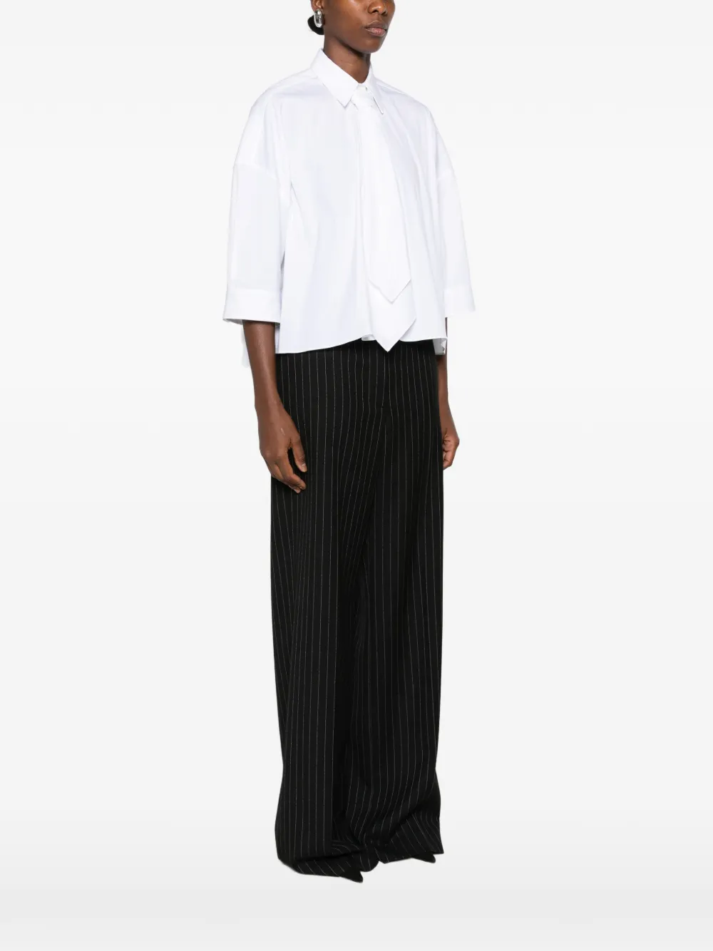 Brunello Cucinelli Blouse met strikdetail en driekwartsmouwen Wit