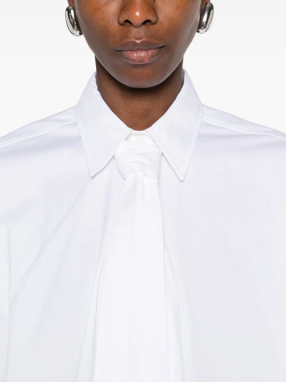 Brunello Cucinelli Blouse met strikdetail en driekwartsmouwen Wit