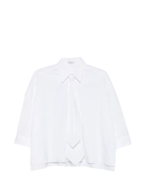 Brunello Cucinelli tie-detail three-quarter sleeve shirt