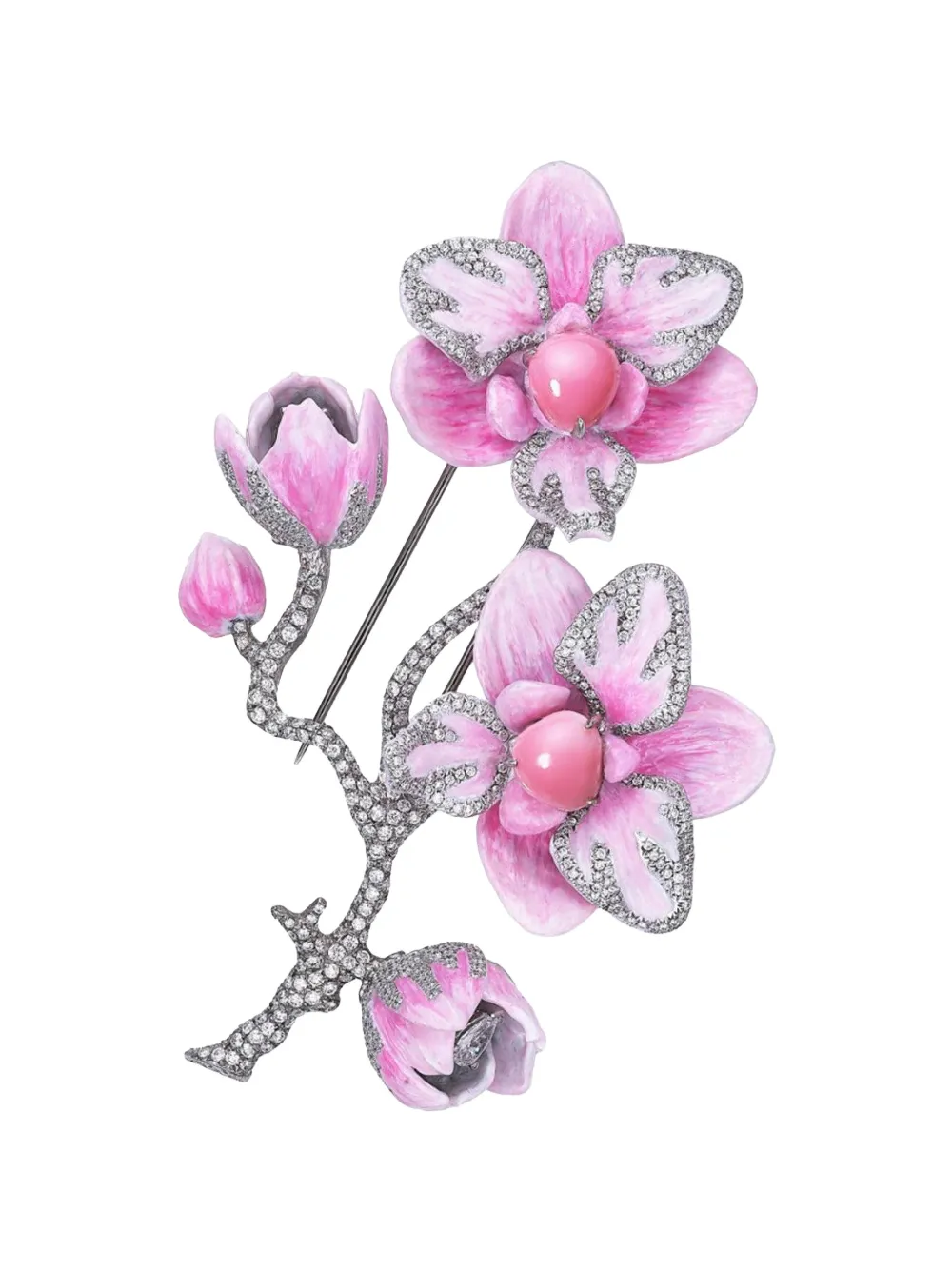 SABOO FINE JEWELS Brosche mit Muschelperlen und Diamanten - Silber