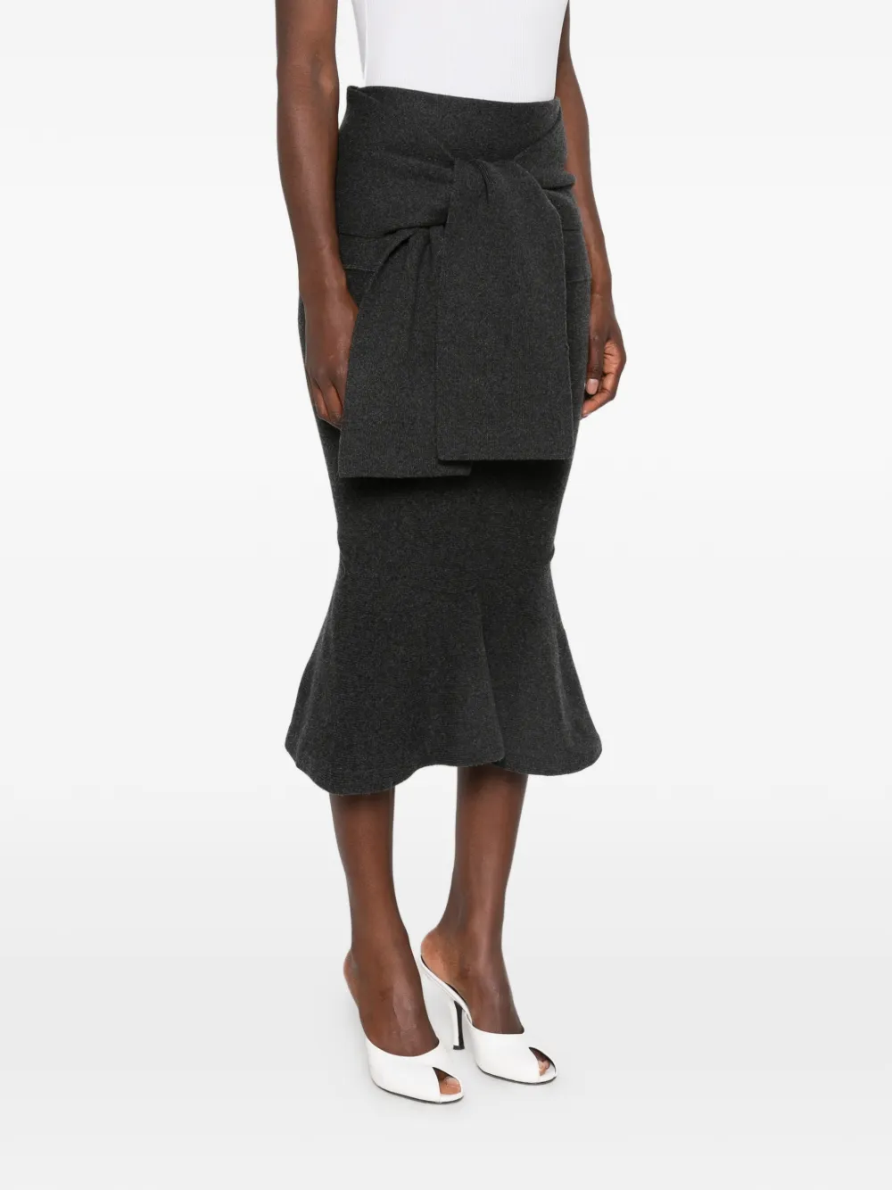 Jacquemus The Fiocco rok met striksluiting en volantzoom Grijs