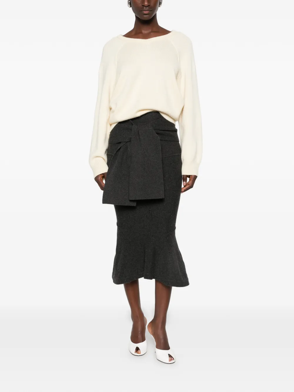 Jacquemus The Fiocco rok met striksluiting en volantzoom Grijs