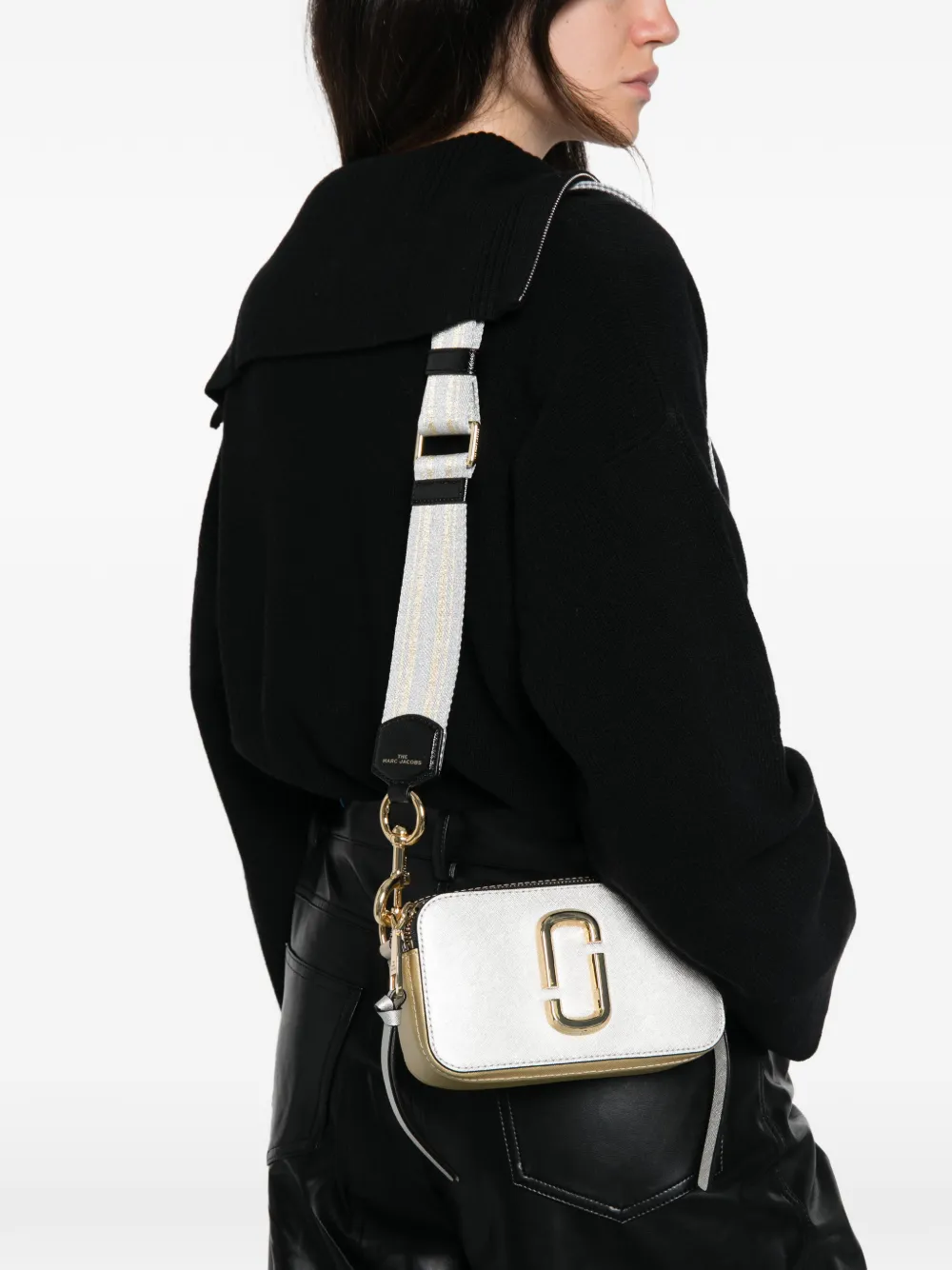 Marc Jacobs Snapshot metallic leren cameratas Zilver