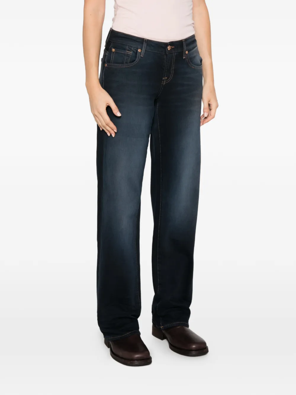 7 For All Mankind Straight jeans met vervaagd effect Blauw