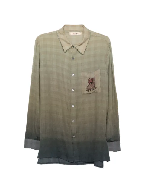 Baziszt checked embroidered-patch shirt