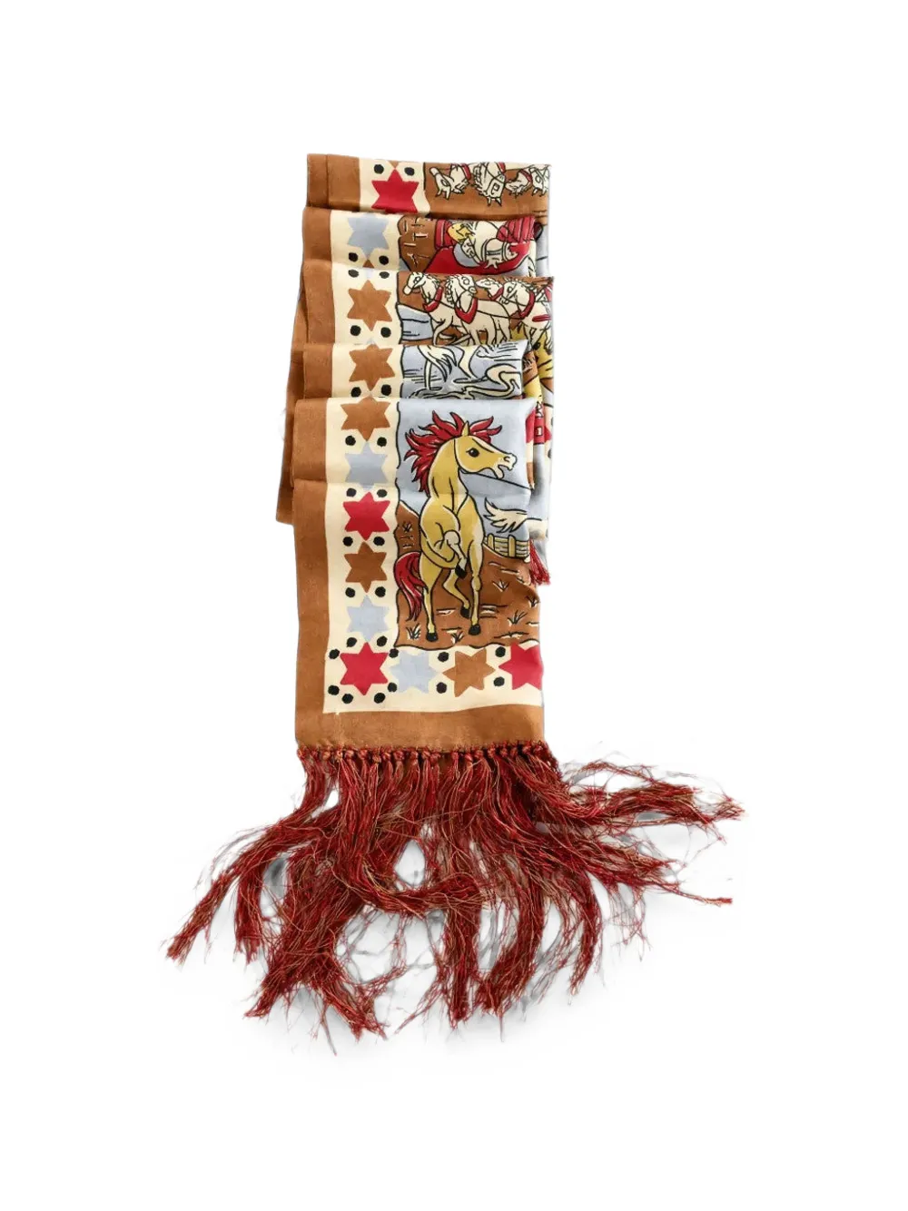 BODE Cowboy Comic fringe-trim scarf - Marrone