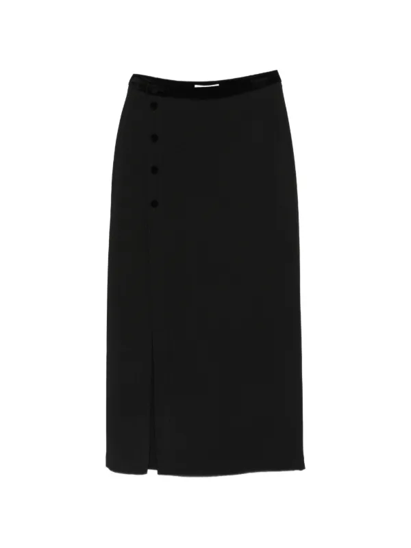 BLAZÉ Milano Luna Ara Buttoned Skirt in Black