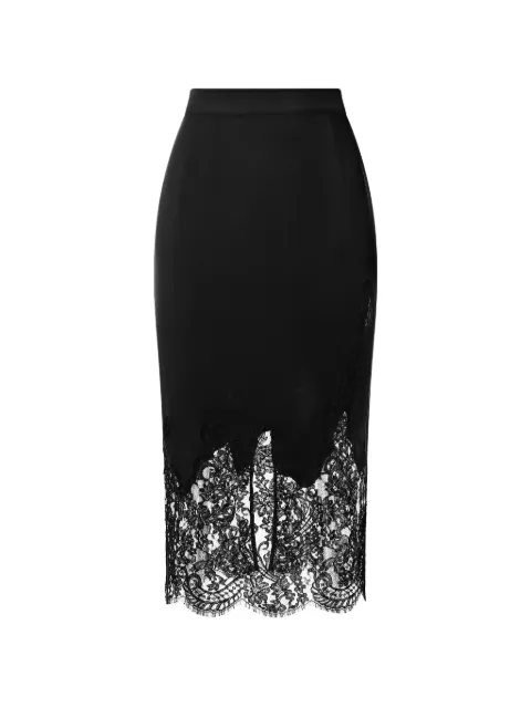 IL VOLO lace-trimmed silk skirt