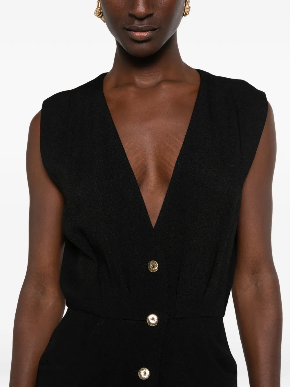 BLAZÉ Milano Luna Friesian Button-down Maxi Dress in Black, view 5