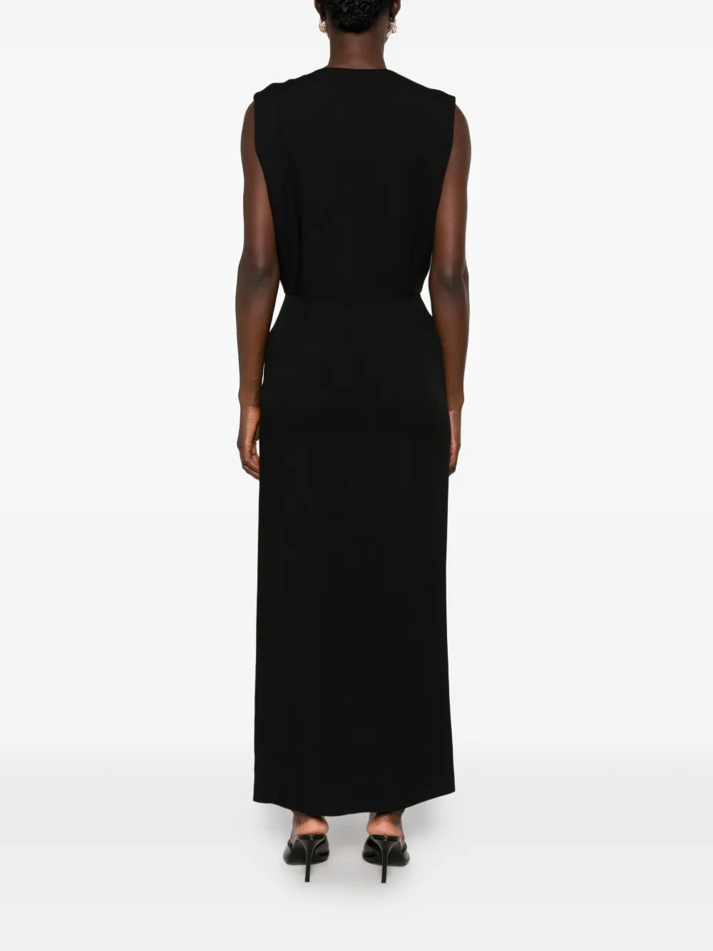BLAZÉ Milano Luna Friesian Button-down Maxi Dress in Black, view 4