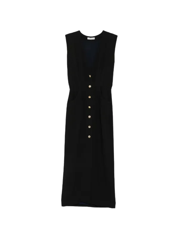 BLAZÉ Milano Luna Friesian Button-down Maxi Dress in Black