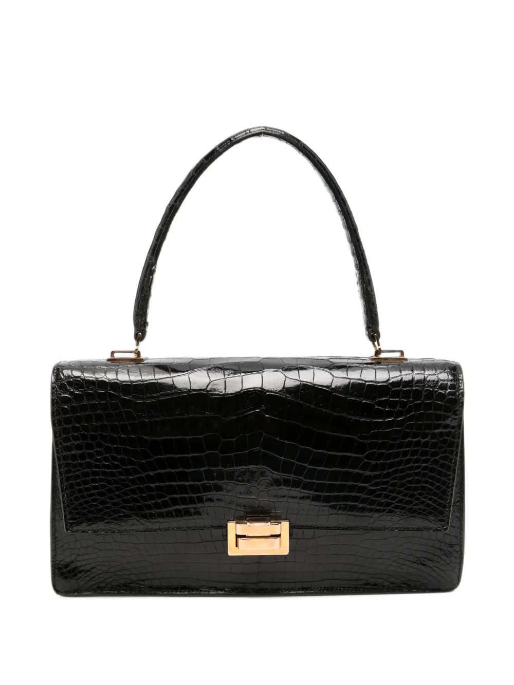 Hermès Pre-Owned 1960s Tote Bag mit Kroko-Effekt - Schwarz