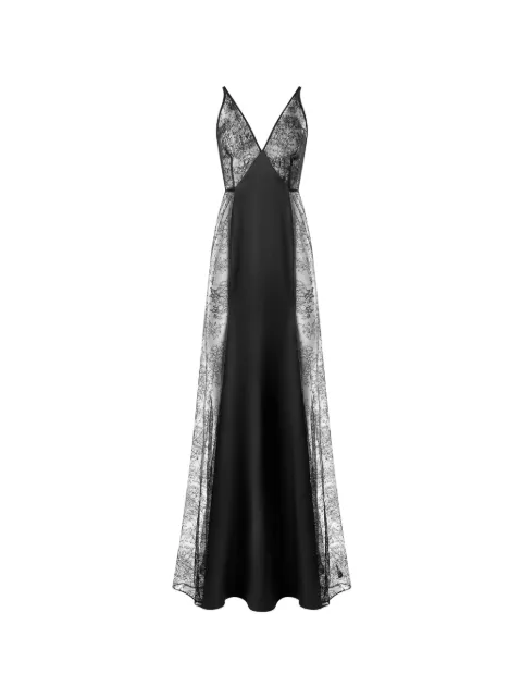 IL VOLO Chantilly lace silk-panel maxi dress