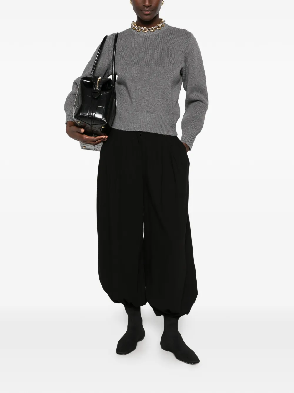 TOTEME ribbed-knit wool sweater Grijs