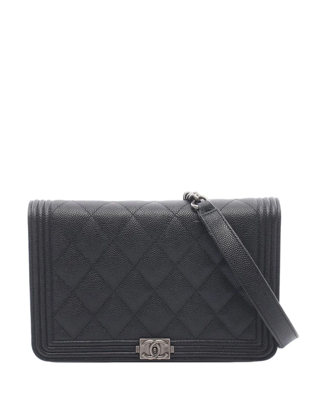 CHANEL Pre-Owned 2021-2026 Quilted Caviar Boy Wallet on Chain crossbody bag - Nero
