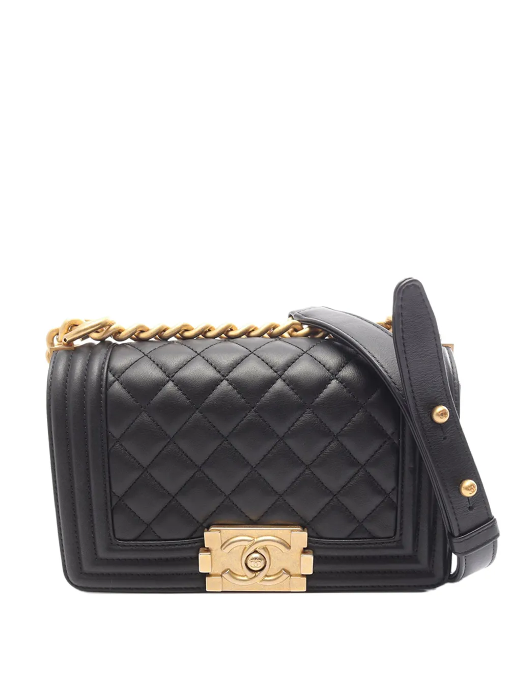 CHANEL Pre-Owned 2019 Small Quilted Lambskin Boy Flap crossbody bag - Nero