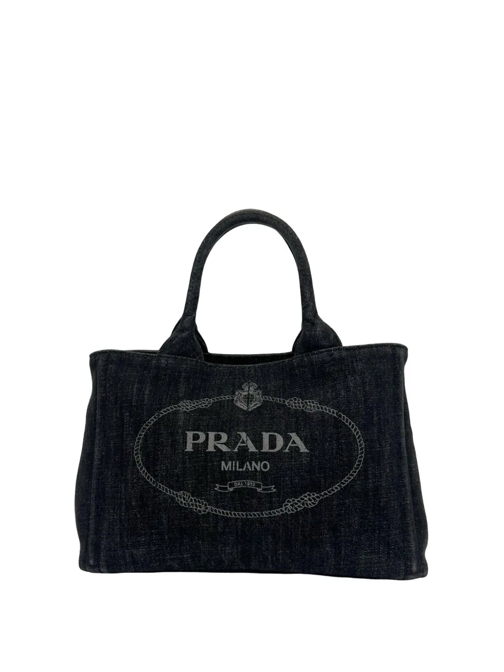 Prada Pre-Owned 2013-2026 Small Denim Canapa Logo Tote satchel - Nero