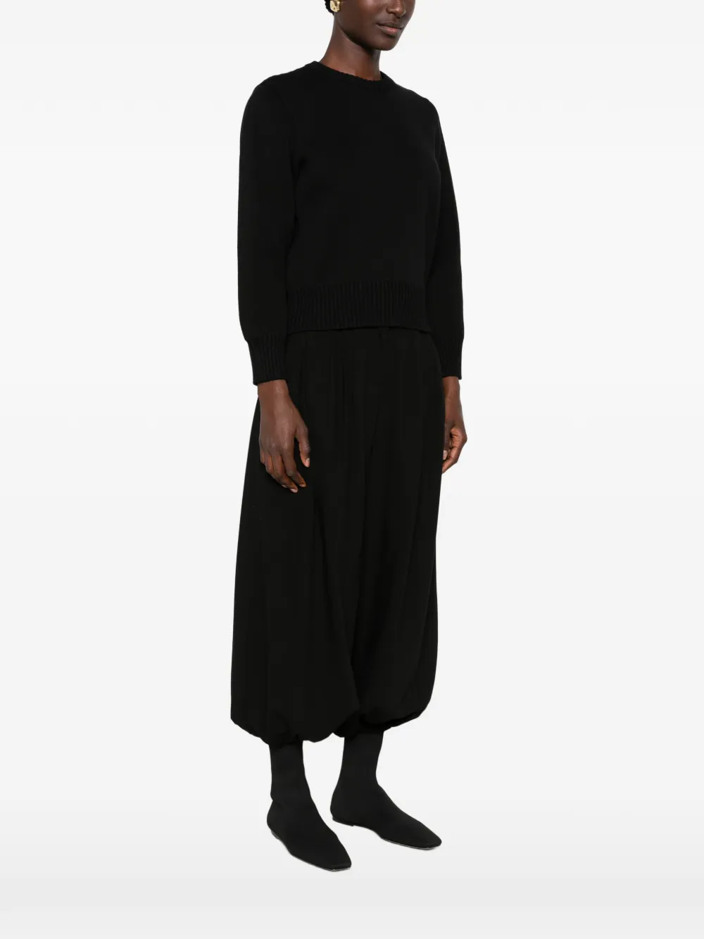 TOTEME ribbed-knit wool sweater Zwart