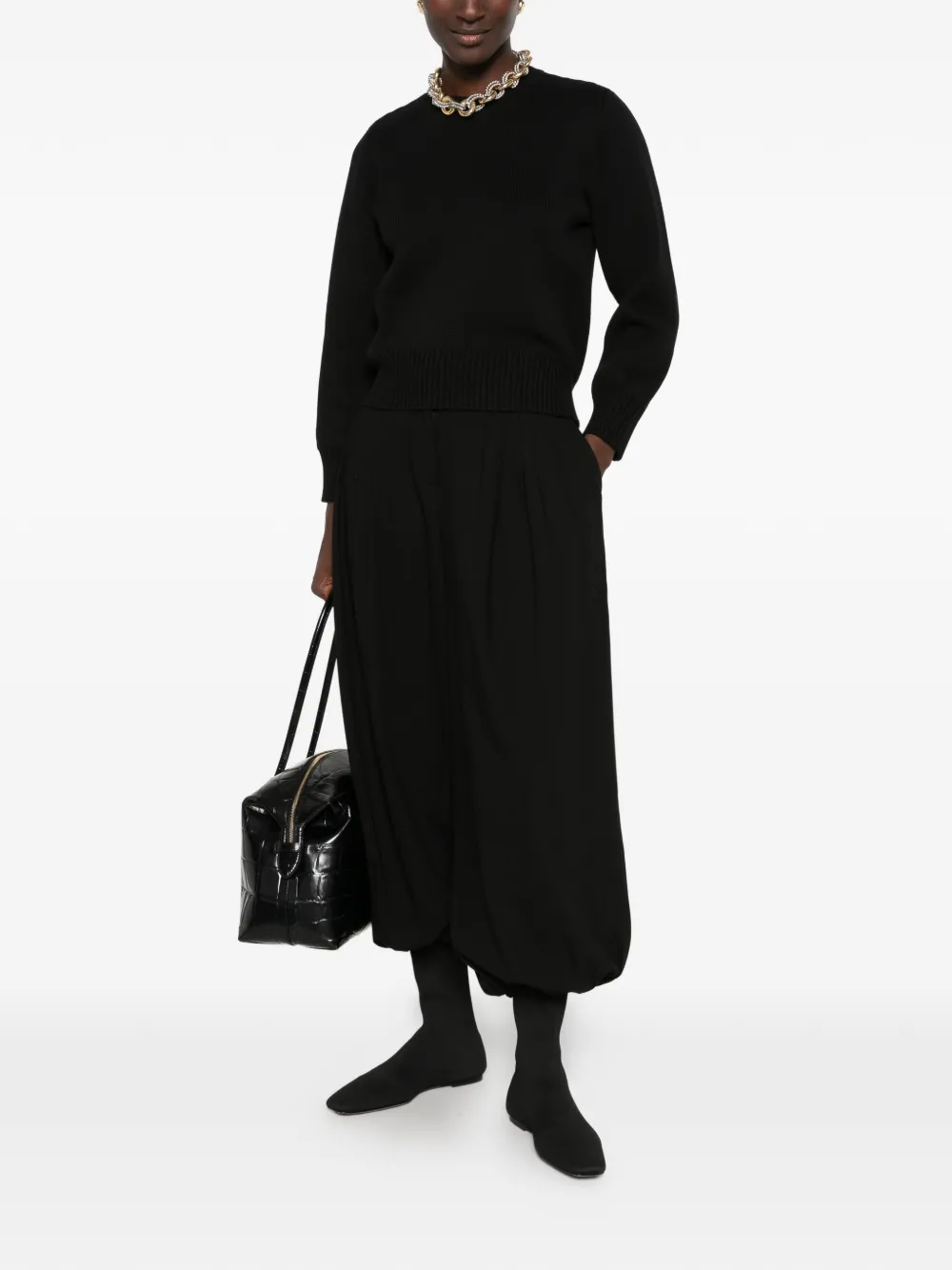 TOTEME ribbed-knit wool sweater Zwart
