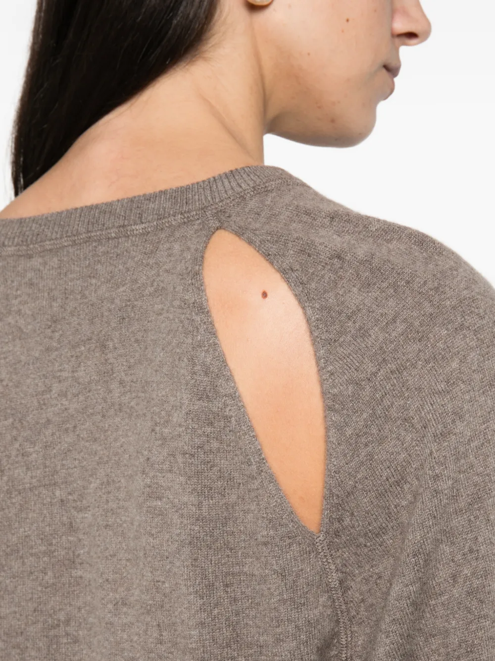 Lisa Yang Cambrie cut-out raglan-sleeve sweater Bruin