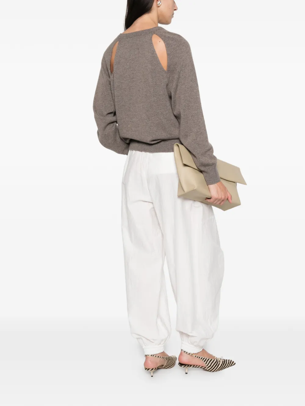 Lisa Yang Cambrie cut-out raglan-sleeve sweater Bruin