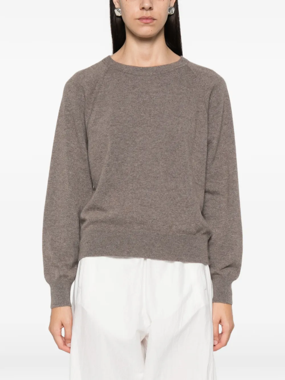 Lisa Yang Cambrie cut-out raglan-sleeve sweater Bruin
