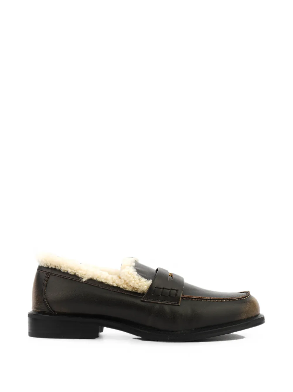 TORAL SHOES Mocassini con bordo in shearling - Marrone