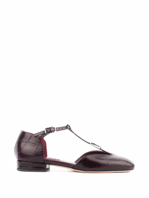 Morobé Florence crocodile-embossed leather Mary-Jane pumps