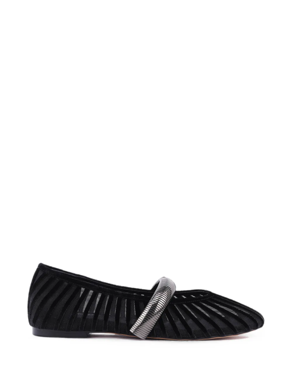 Lola Cruz Ballerine Alexa a righe - Nero