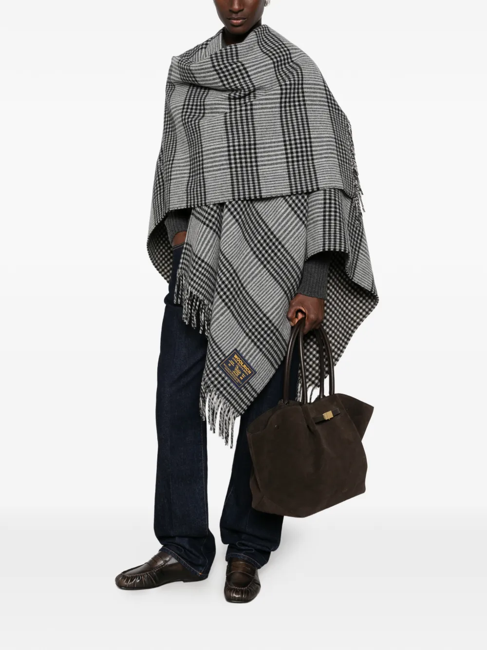 Woolrich Geruite cape Grijs