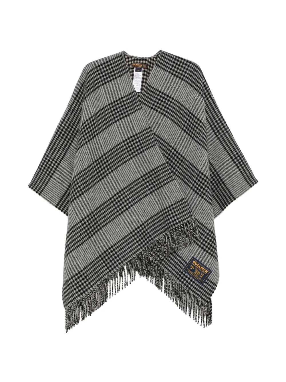 Woolrich cape frangée à carreaux - Gris