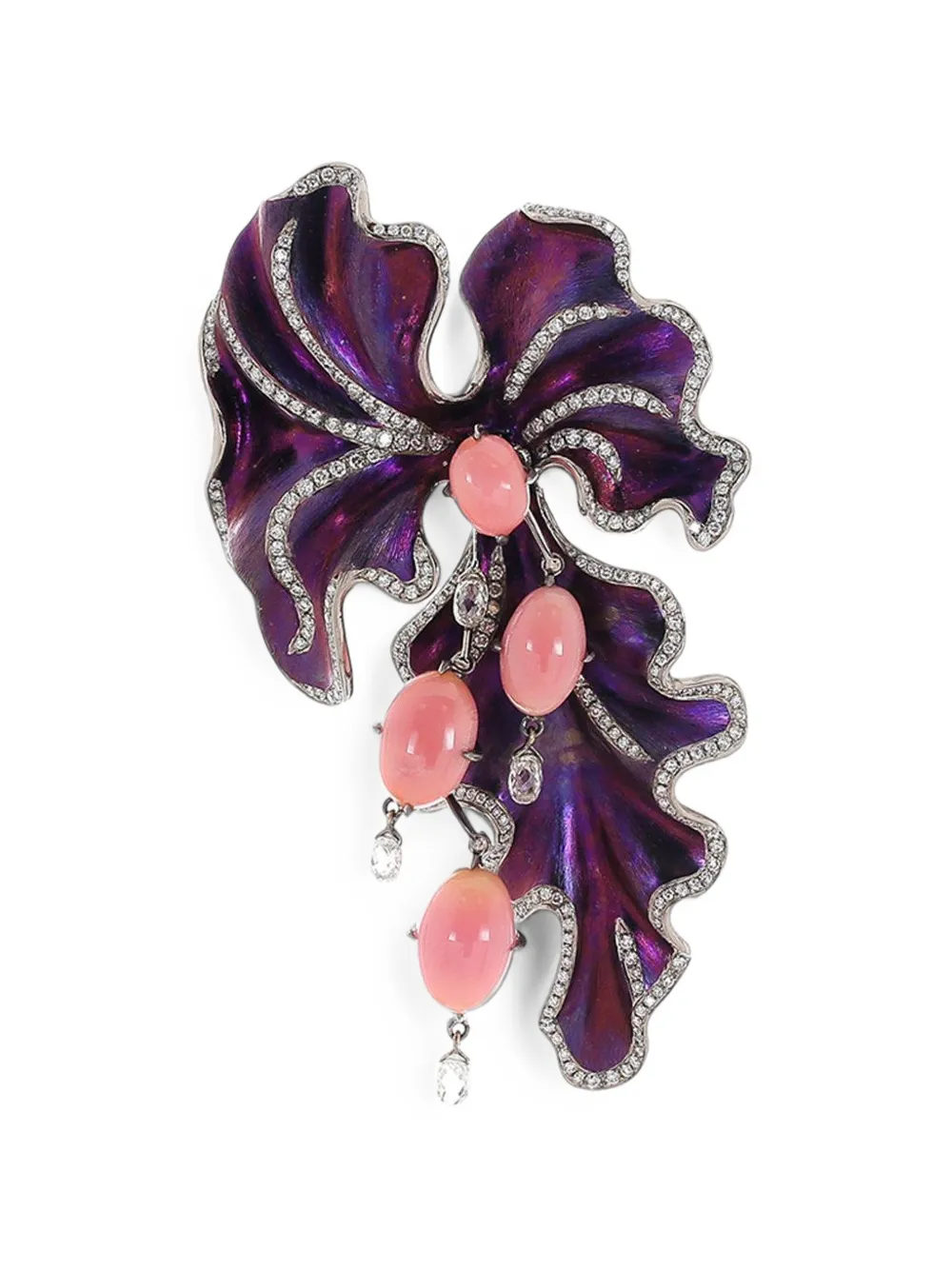 SABOO FINE JEWELS broche à fleurs ornée de diamants et de perles - Argent