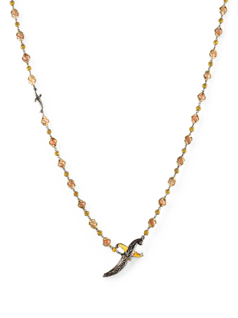 Sevan Bıçakçı diamond and coral dagger necklace - women - 14kt Yellow Gold/24K Yellow Gold/Platinum/Sterling Silver/Yellow Diamond/White Diamond/...