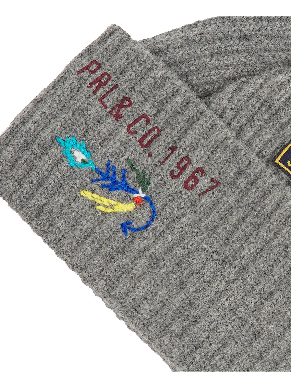 Polo Ralph Lauren Ribgebreide muts met patch-detail Grijs