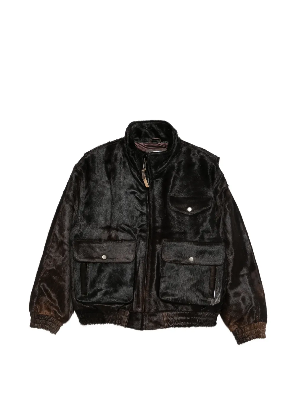 FOUND calf-hair panelled jacket - Marrone