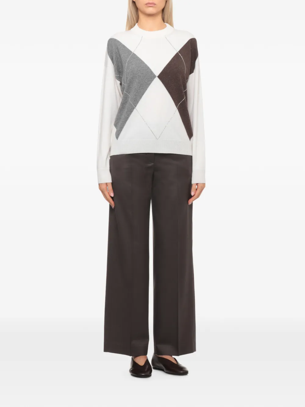 Peserico Trui met argyle patroon Wit