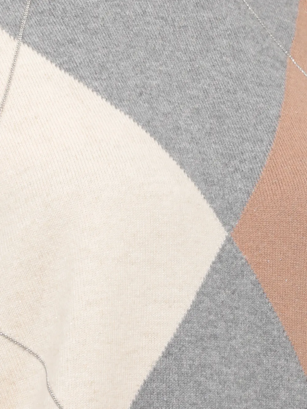 Peserico Trui met argyle-patroon en kettingafwerking Grijs