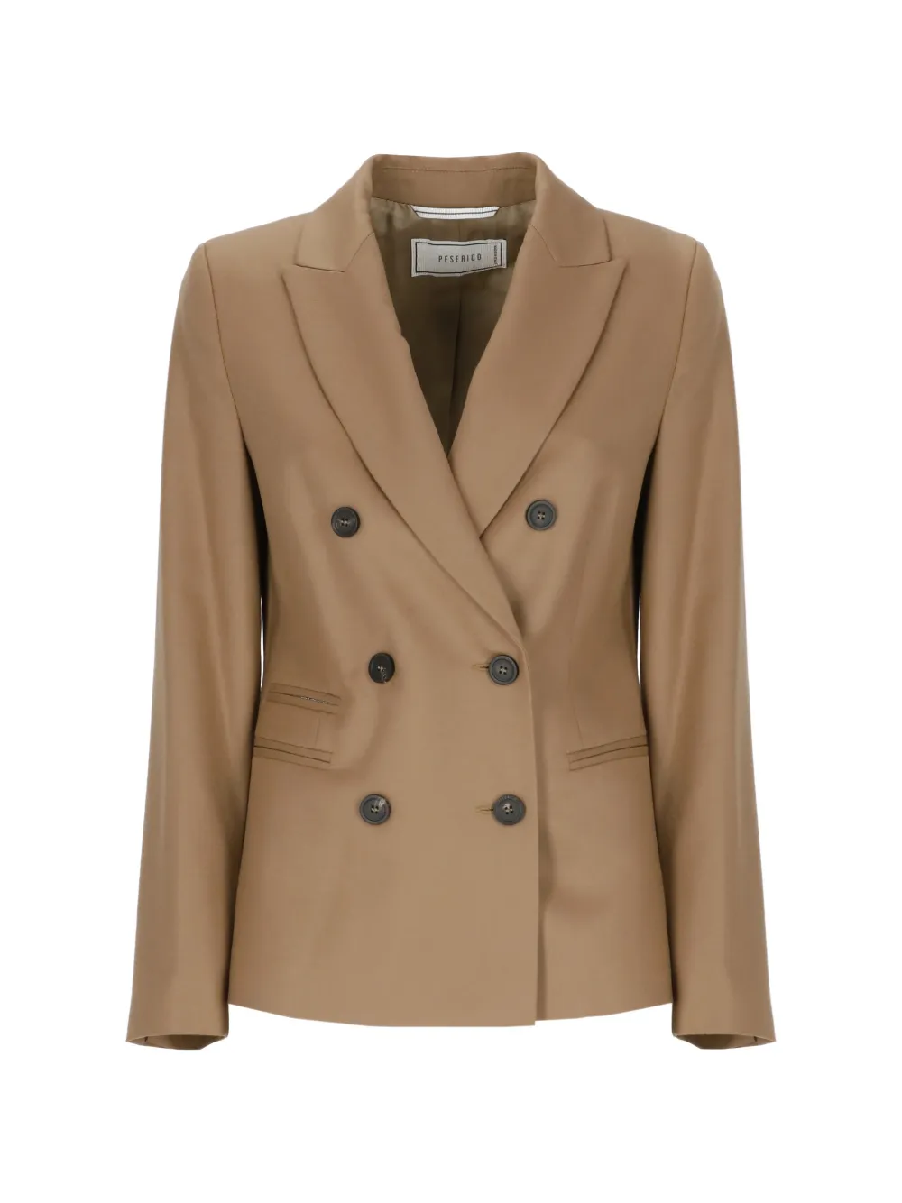 Peserico double-breasted virgin wool jacket - Marrone