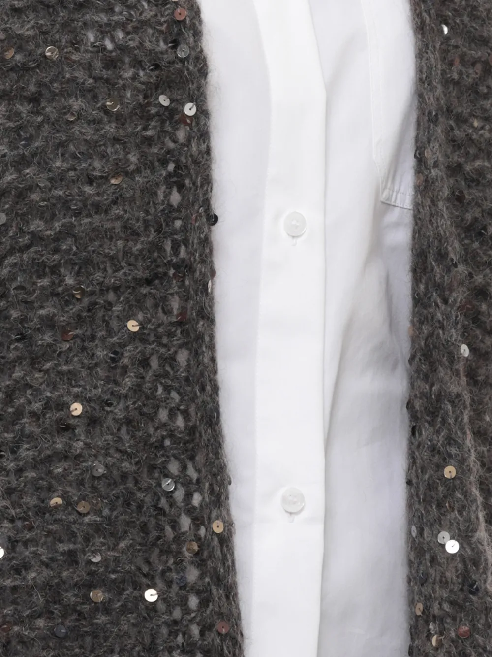 PANICALE sequin-embellished open-knit cardigan Grijs