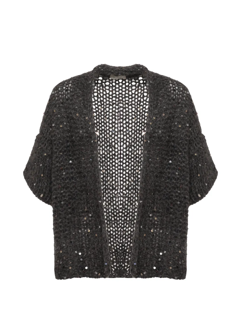 PANICALE sequin-embellished open-knit cardigan Grijs