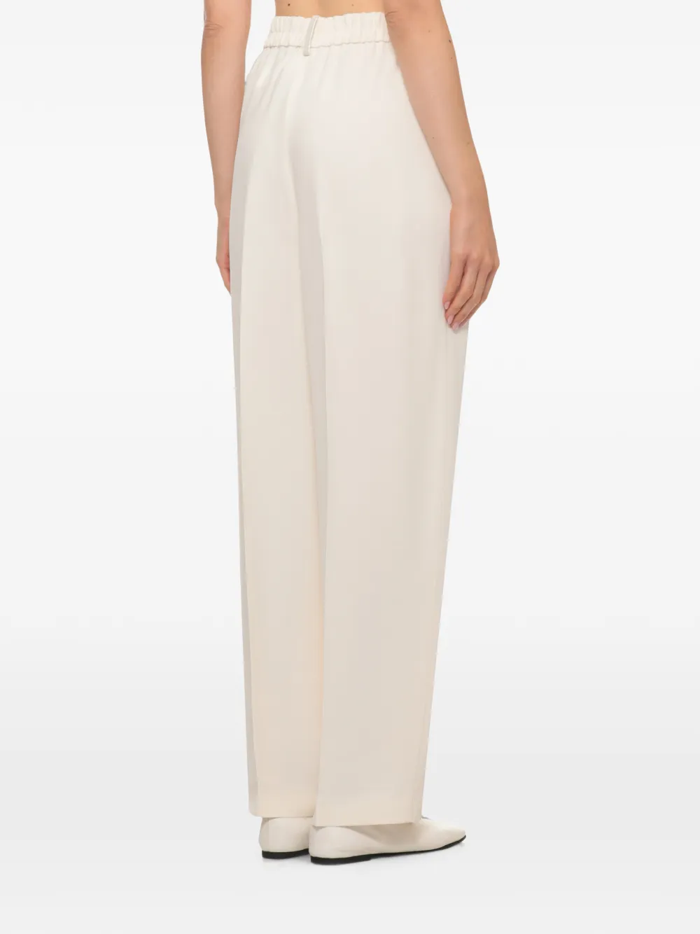 Fabiana Filippi Broek met elastische tailleband en kralen Beige
